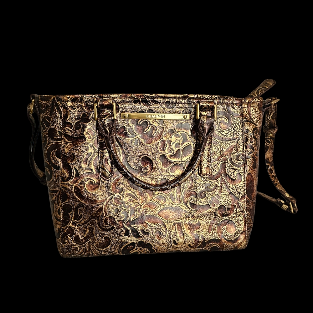 Brahmin Handbag In Bronze Gatsby Print